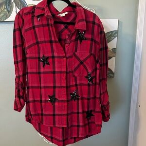 Style & Co. Red and Black Plaid Shirt